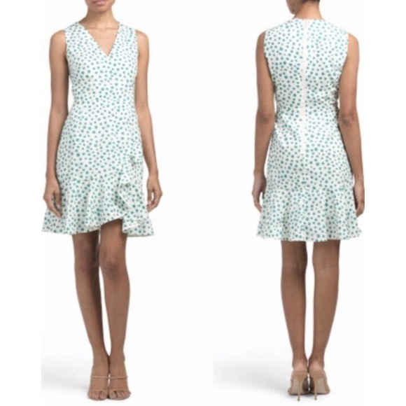 Rebecca Taylor Emerald Daisy Print Ruffle Hem Dress - Picture 1 of 6